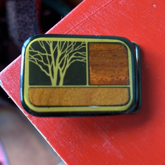 VTG Brass & Wood Harmony  Belt Buckle - Picture 1 of 4